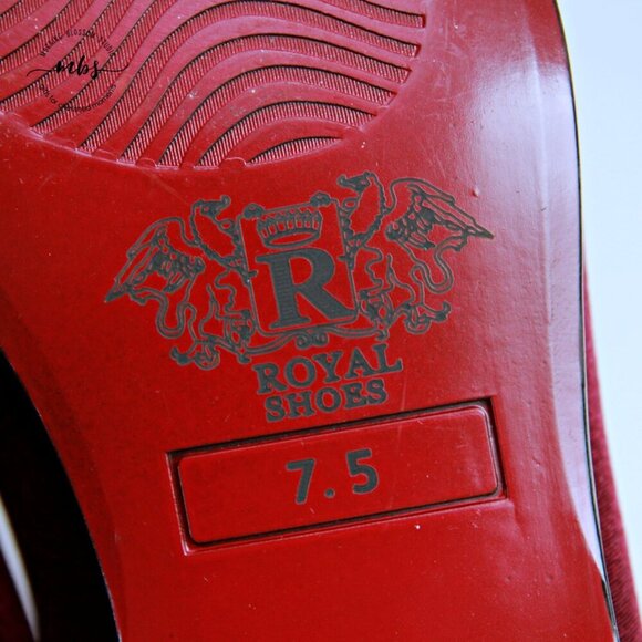 NWT Royal Shoes Velvet Loafers Red Gold Men 7.5 - Picture 14 of 14